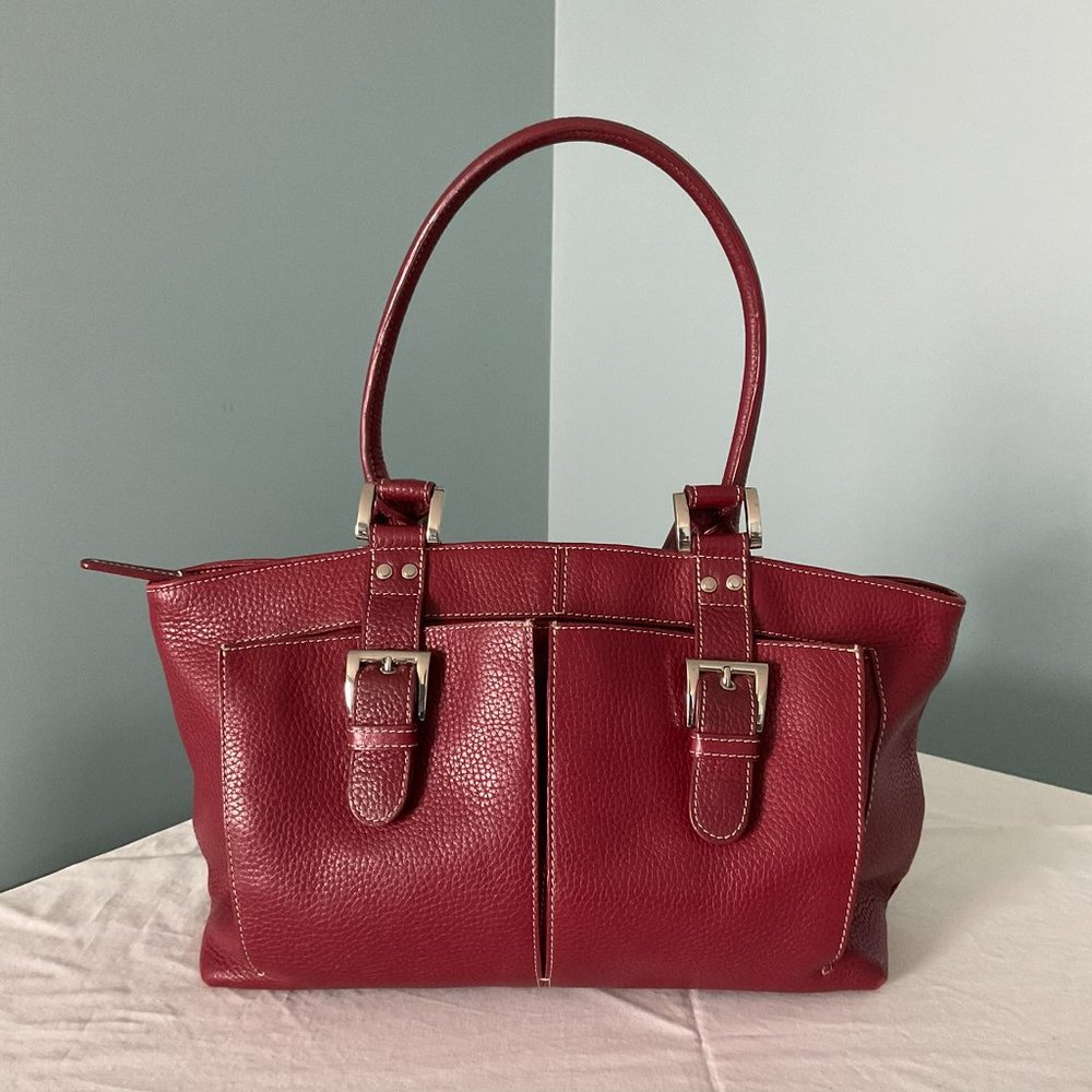 Tignanello Red Leather Satchel Bag